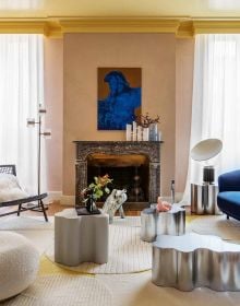 Book cover of All You Need is Colour: At Home; featuring a living room with floral rug, large mirror and tropical plant. Published by Lannoo Publishers.