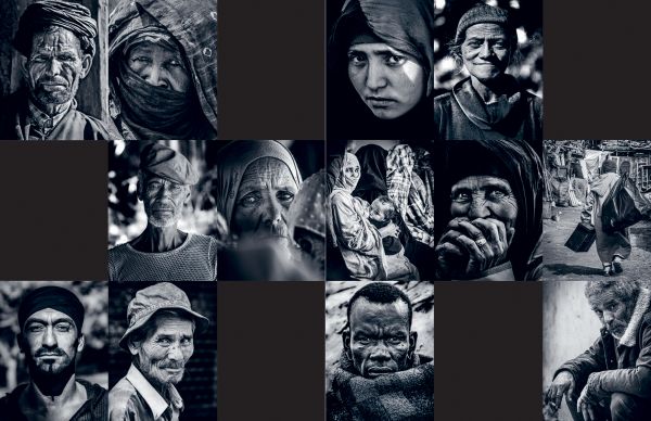 Book cover of Emotions: Portraits and Landscapes of the World; featuring a portrait of African girl smiling at camera. Published by Lannoo Publishers.