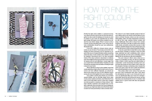 Book cover of Nordic Colours: How to create interior moods; featuring an interior living room with wood panelled celling and wood furniture. Published by Lannoo Publishers.