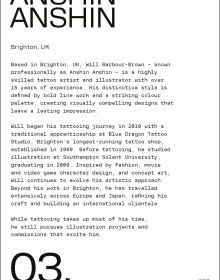 Book cover of Happy Tattoos: The Best Fun-Loving Tattoo Artists; featuring three tattoos: a dinosaur on a skateboard, a penguin with a bow on its head, and a dragon shouting through megaphone. Published by Lannoo Publishers.