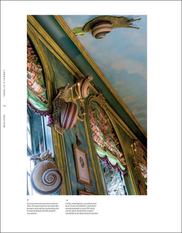 Book cover of Bold Living; featuring an interior living room with bright colors and a center piece of pine cones. Published by Lannoo Publishers.