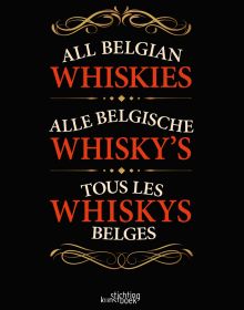 Black book cover of All Belgian Whiskies, with red font. Published by Stichting.