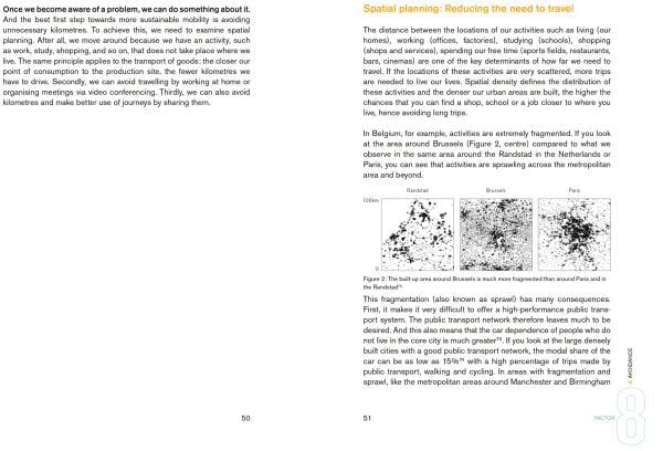Blue book cover of Cathy Macharis's 'With a Factor 8 to the Mobility System of the Future'. Published by Stichting.