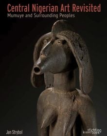 Black book cover of Jan Strybol's Central Nigerian Art Revisited, with Nigerian carved wood sculpture of female figure. Published by Stichting.