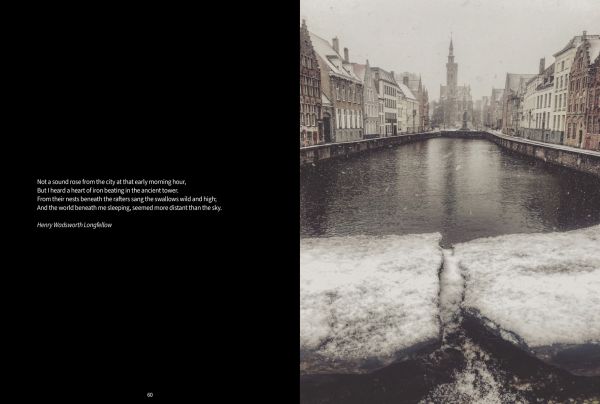 City canal with arched bridge on cover of 'The Beauty of Bruges', by Stichting