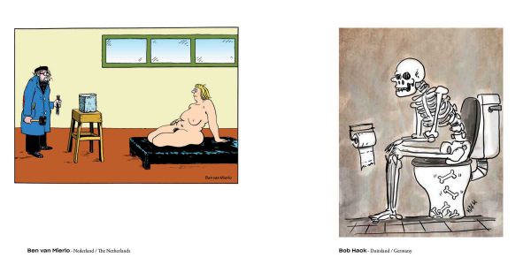 Book cover of Cartoons 2025/2026: Best cartoons worldwide selected by the oldest cartoon festival in the world: featuring six cartoon drawings. Published by Lannoo Publishers.