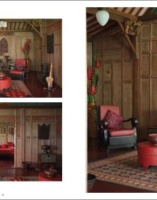 Book cover of Tropical Retreats; featuring an interior living space with wood furniture and bamboo beams. Published by Lannoo Publishers.