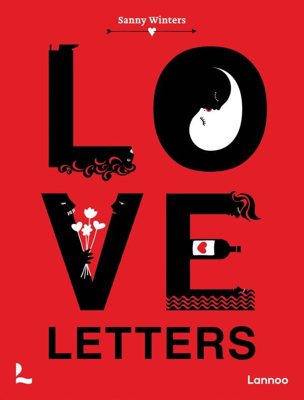 Red book cover of Love Letters. Published by Lannoo Publishers.