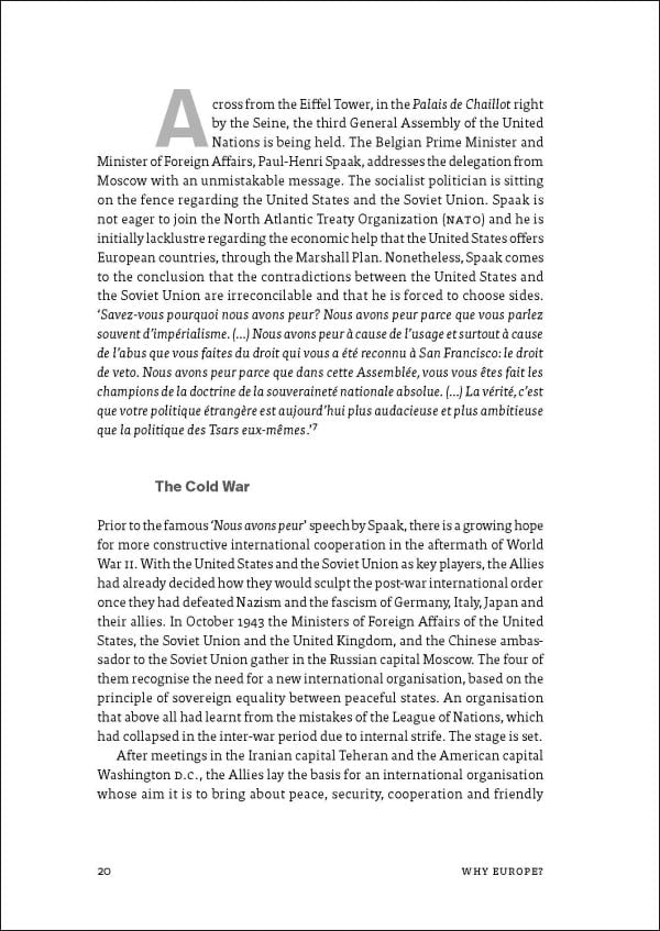 Book cover of Why Europe? An Integration History From A(denauer) to Z(elenskyy). Published by Lannoo Publishers.