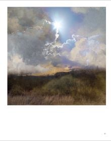 Painterly landscape of cloudy blue sky with tall white headed plants, obscuring river, on cover of 'Pictorial Landscape Photography, Saskia Boelsums', by Lanno Publishers.