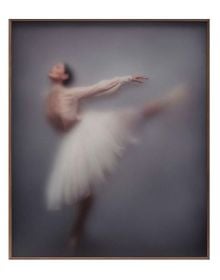 Ballet dancer falling backwards with transparent cracked craquelure layer, on cover of 'Casper Faassen', by Lannoo Publishers.