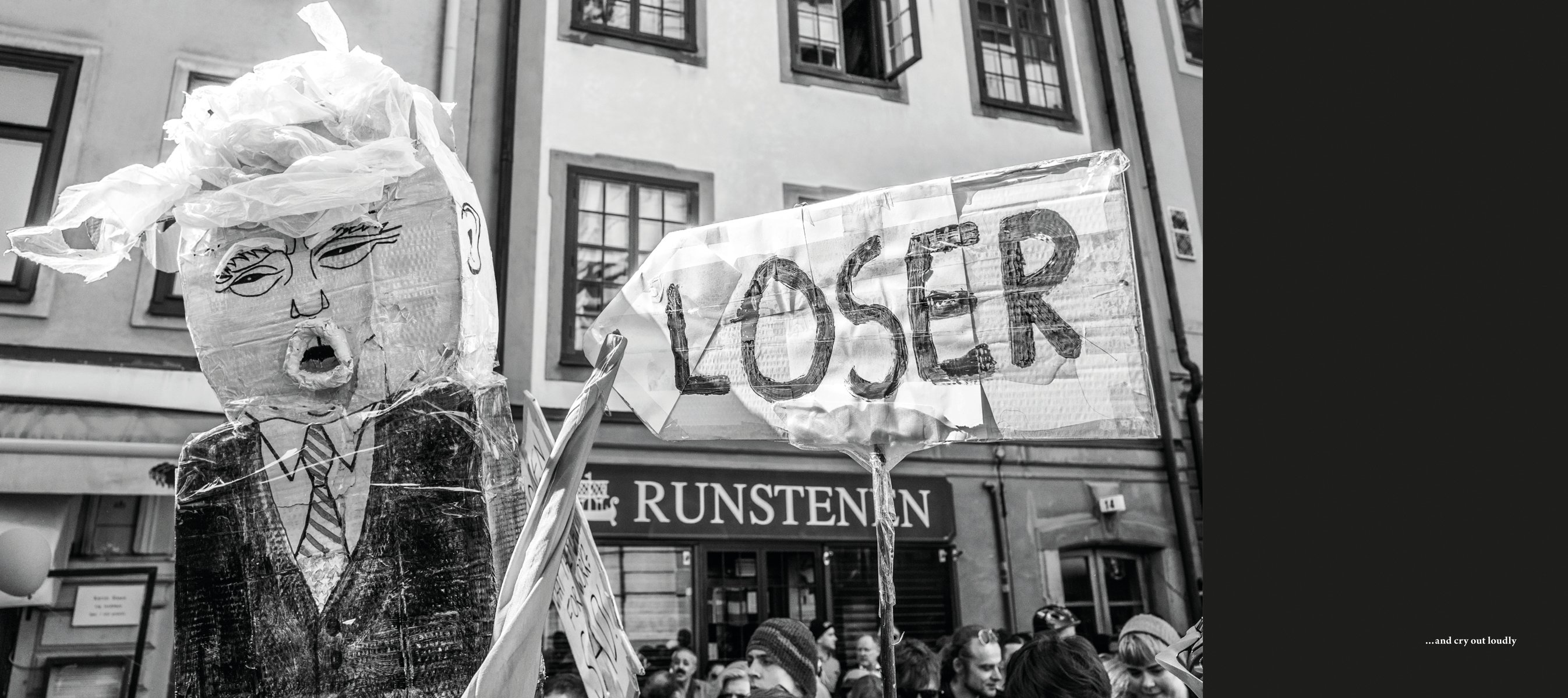 Group of activists with black tape covering mouths, on cover of 'MAN – Thoughts About Mankind' by Booxencounters.