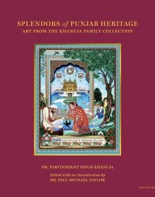 Book cover of Splendors of Punjab Heritage: Art from the Khanuja Family Collection, with The Singh Twins, The Golden Temple, Dukh Bhanjani Beri. Published by Roli Books.