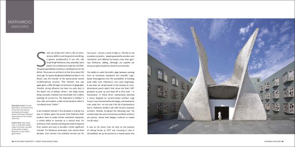 Book cover of 20 x 20: Twenty Architects x Twenty Iconic Homes of India, featuring a residential property with large concrete steps leading into patio doors. Published by Roli Books.