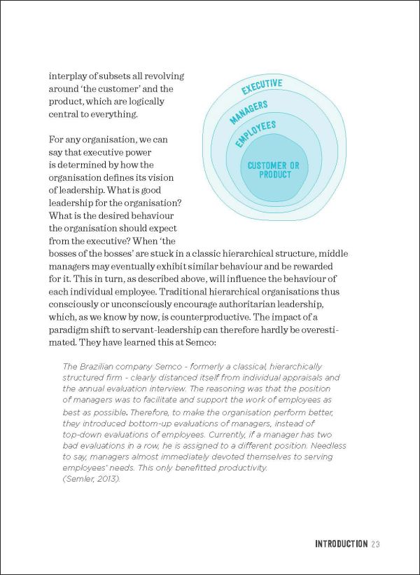 Book cover of Roeland Broeckaert's Servant-Leadership: Tough on Results, Tender on People, with a line of black wolves. Published by Lannoo Publishers.