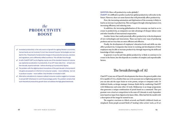 White book cover of The New World Economy in 5 Trends: Investing in times of superinflation, hyperinnovation & climate transition, with a stack of Jenga bricks. Published by Lannoo Publishers.