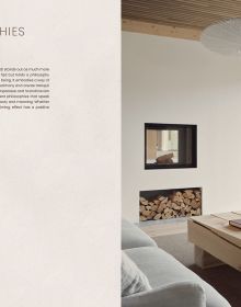 Book cover of Japandi: Serene Homes and Thoughtful Living, with a calming, natural color living interior with soft sofas and a view through large windows of a lake. Published by Lannoo Publishers.