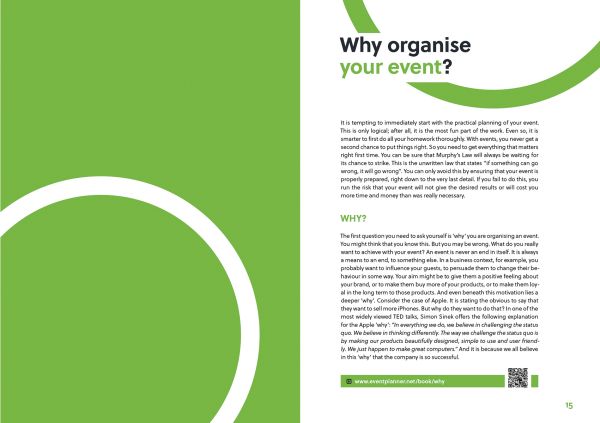 Book cover of Eventplanner: How to Organise Impactful Events; featuring a stage being set up for a band. Published by Lannoo Publishers.