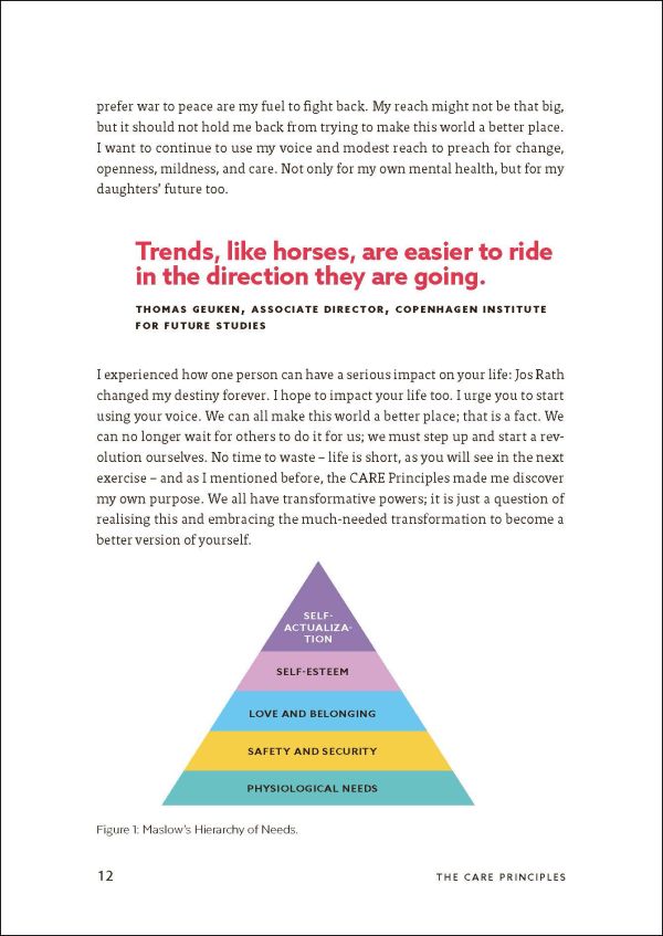 Book cover of The CARE Principles – Leadership Playbook: 20 Steps to Engage Diverse and Multi-Generational Teams. Published by Lannoo Publishers.