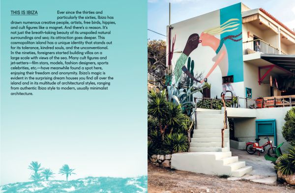 Euphorbia cactus tree with coral filter, on cover of 'Life is Ibiza, People Houses Life', by Lannoo Publishers.