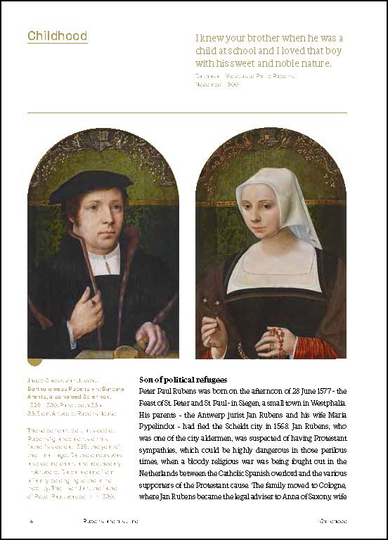 Self portrait of Rubens in black hat, on pink cover of 'Rubens' Antwerp, A Guide', by Lannoo Publishers.