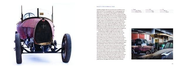 Old unrestored classic car with light blue panels on white cover of 'Mahy. A Family of Cars, The Tranquil Beauty of Unique Classic Cars', by Lannoo Publishers.