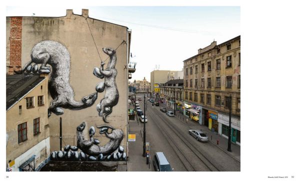 Bald Eagle painted on side of abandoned aeroplane, on green cover of 'ROA Codex', by Lannoo Publishers.