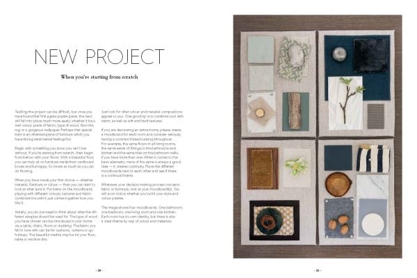 Book cover of Nordic Moods: A Guide to Successful Interior Decoration, featuring a minimalist dining interior, table and chairs, low light fixing, white walls. Published by Lannoo Publishers.