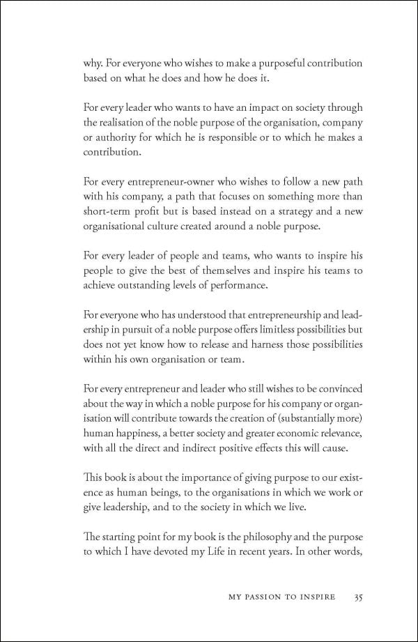 Blue globe on blue banner, repeated blue floral print border, on cover of 'The Book of Noble Purpose'; by Lannoo Publishers.