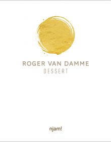 Gold circle painted on white cover of 'Dessert, by Lannoo Publishers.