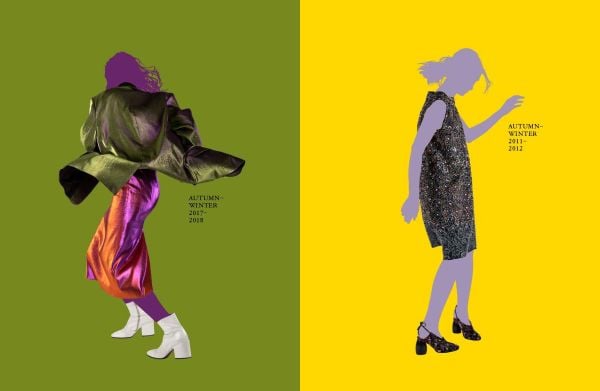 Female fashion model in blue denim waistcoat, top half of face painted black, on cover of 'I'll Wear It Until I'm Dead, The Song Fashion Collection', by Lannoo Publishers.