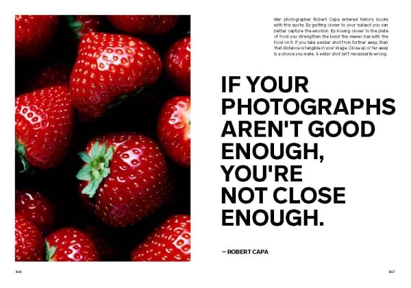 Montage of food dishes: pizza, cake, salad bowl and fig, on grey cover of 'Food Photos & Styling, Creating Fabulous Food Photos with Your Camera or Smartphone', by Lannoo Publishers.