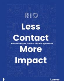 Blue cover of 'Less Contact, More Impact, How to Win Buyers’ Trust in a Turbulent Digital World', by Lannoo Publishers.