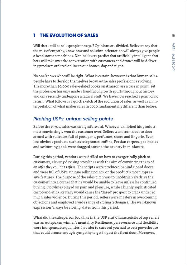 Blue cover of 'Less Contact, More Impact, How to Win Buyers’ Trust in a Turbulent Digital World', by Lannoo Publishers.