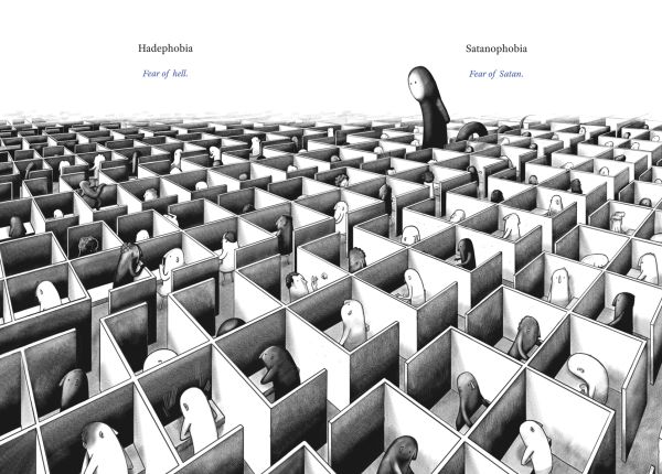 Book cover of 'Fearless, an illustrated list of phobias'. Published by Lannoo Publishers.