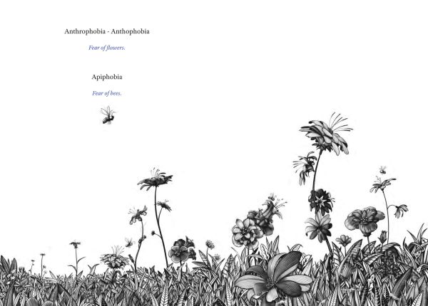 Book cover of 'Fearless, an illustrated list of phobias'. Published by Lannoo Publishers.