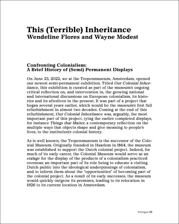 Book cover of Wayne Modest's Our Colonial Inheritance, with a green hand on black and yellow polka dot pattern. Published by Lannoo Publishers.