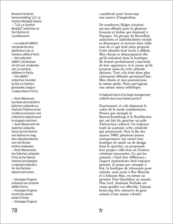 Torso of model in white shirt and trousers with large horseshoe around neck, on cover of 'Brussels Touch', by Lannoo Publishers.