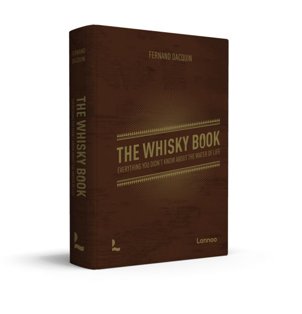 Rich brown cover of 'The Whisky Book, Everything you didn’t know about the water of life', by Lannoo Publishers.