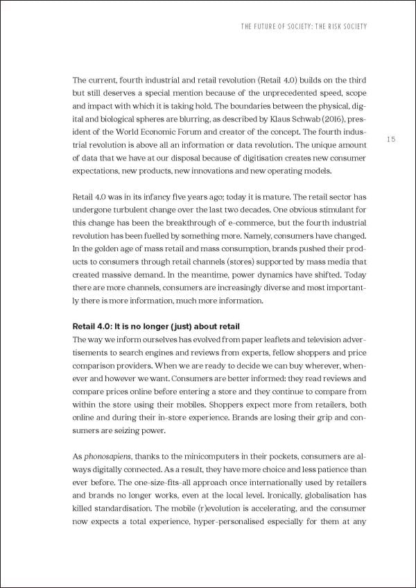 Book cover of The Future of Shopping: 2nd edition, with a shopping centre escalator. Published by Lannoo Publishers.