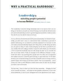 Blue dry brush painted circle, on orange cover of 'Everyone can Lead, Personal Leadership in Organizations', by Lannoo Publishers.