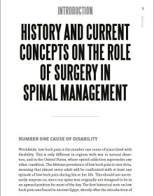 Book cover of Spine Surgery for Physiotherapists, featuring a vertebral spine model. Published by Lannoo Publishers.