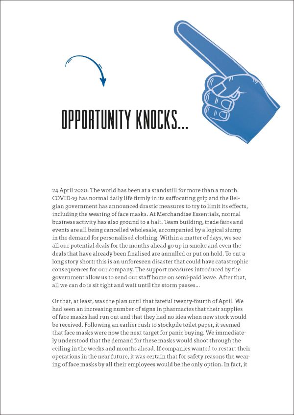 Book cover of Create Your Own Superfans, Making a Difference With Ambassador Marketing, with a giant blue foam pointed finger. Published by Lannoo Publishers.