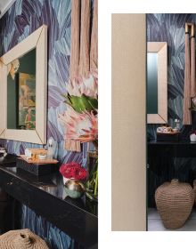 Book cover of Wonderful Wallcoverings, with an interior living space with green wallpaper with a textured pattern. Published by Lannoo Publishers.