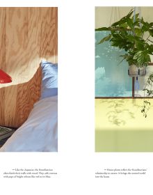 Book cover of Japandi Living, Japanese Tradition. Scandinavian Design, with a calm, interior living space with pale wood table and chairs, low light fixture, and white sofa. Published by Lannoo Publishers.