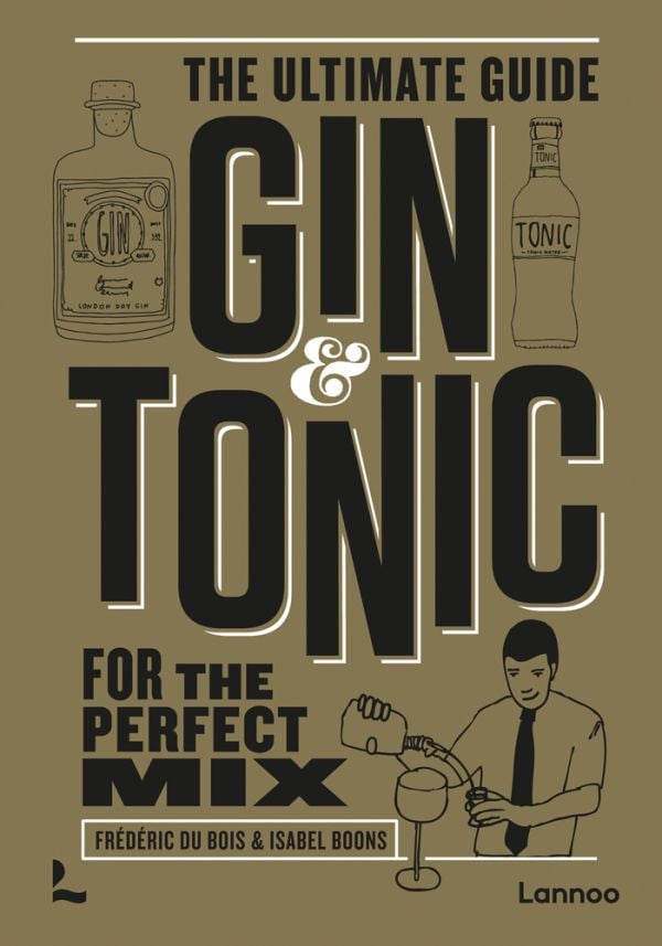 Book cover of The Gold Edition, The Ultimate Guide for the Perfect Mix, with a barman pouring cocktail. Published by Lannoo Publishers.