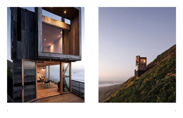 Book cover of Living on the Edge, with a modern home with glass side, built on cliff edge with mountains behind. Published by Lannoo Publishers.