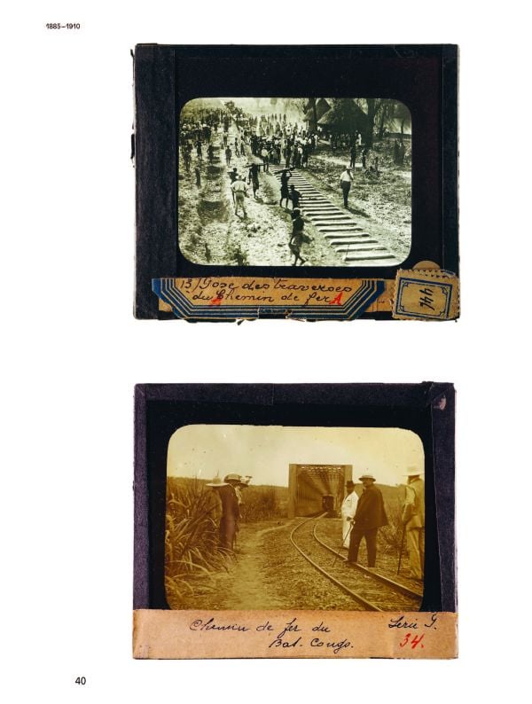 Book cover of Recaptioning Congo, African Stories and Colonial Pictures, with man pinning photograph on wall. Published by Lannoo Publishers.