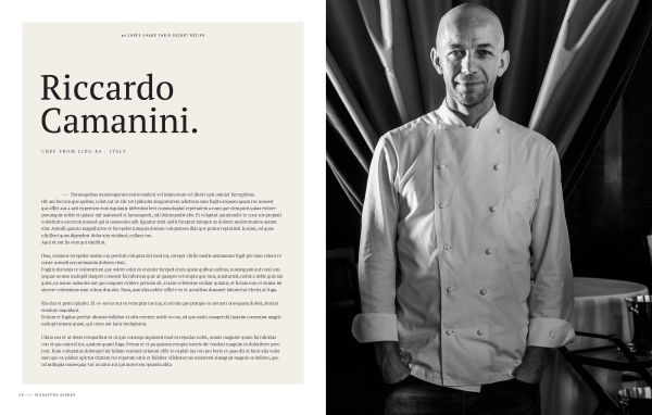 Book cover of Signature Dishes. 50 Chefs Share Their Secret Recipe, with a plate of parsnip crisp with apple-parsnip mousse and apple caramel. Published by Lannoo Publishers.