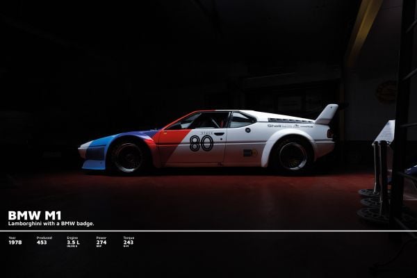 Book cover of Supercars, with a Red Lamborghini Countach in dark warehouse. Published by Lannoo Publishers.